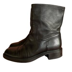 GUCCI Black Leather Mid Calf Moto Boot Size 7